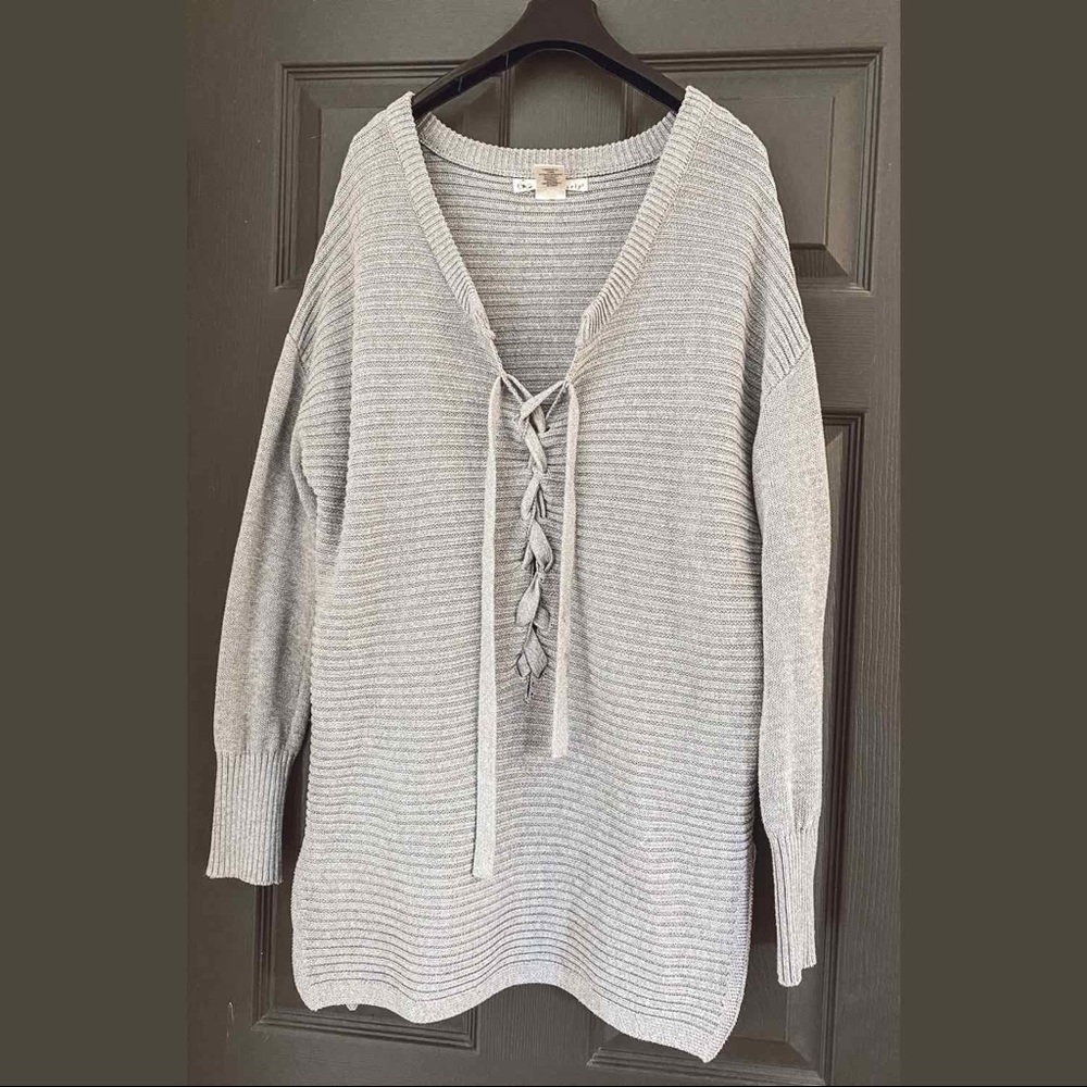 Oversized Lace-Up Sweater